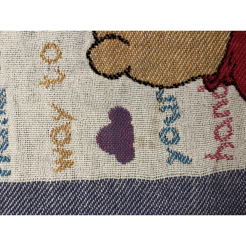 1995 Winnie the Pooh and Piglet Crib Tapestry Blanket 36x46 Vibrant Colors Stain